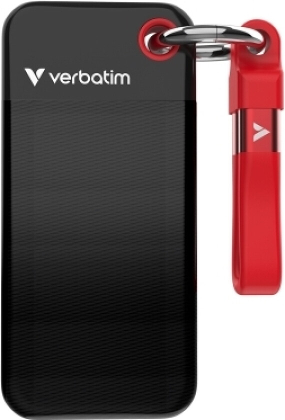 Dysk Ssd Zewnetrzny Verbatim Pocket Ssd 2Tb Usb-C 3.2 Gen 2 Czarny/Czerwony