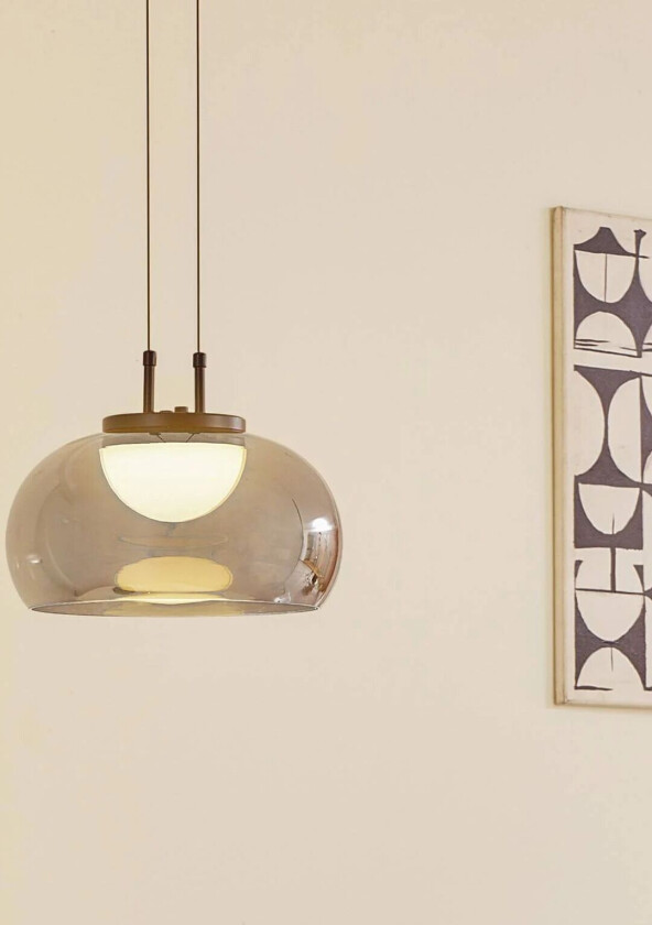 hengelampe Dain, 1 lyskilde, røykgrå, glass