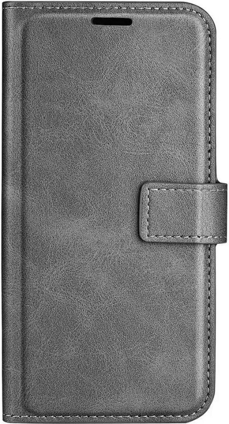 iPhone 14 Plus Leather Flip Deksel med Kortholder & Magnetisk Åpen/Lukkefunksjon - Grå