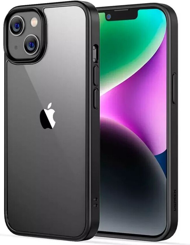 UGREEN iPhone 14 Plus UGREEN Bakdeksel i herdet glass - Gjennomsiktig / Svart