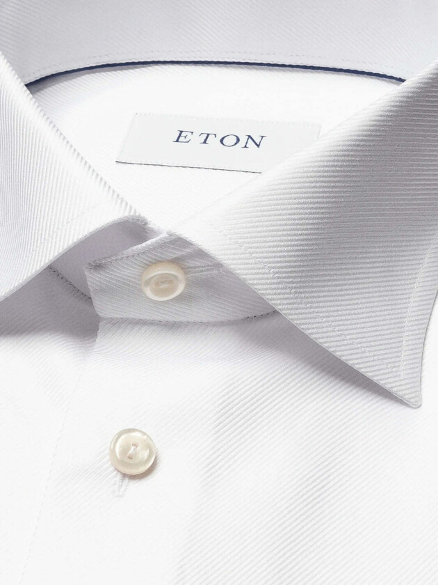 SLIM DOBBEL MANSJETT TEXTURE TWILL SKJORTE Hvit, 44