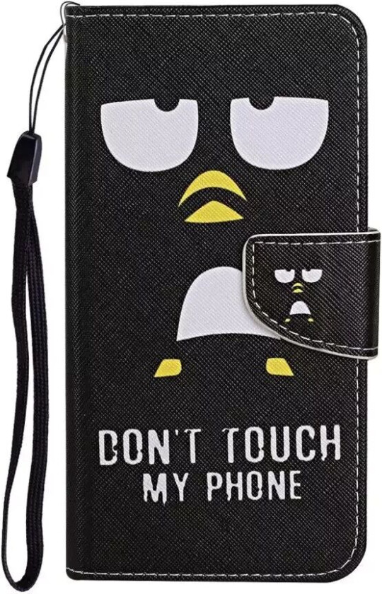 Samsung Galaxy S23 FE Kunst Skinn Flip Deksel med Stropp & Lommebok - "Don't Touch My Phone"