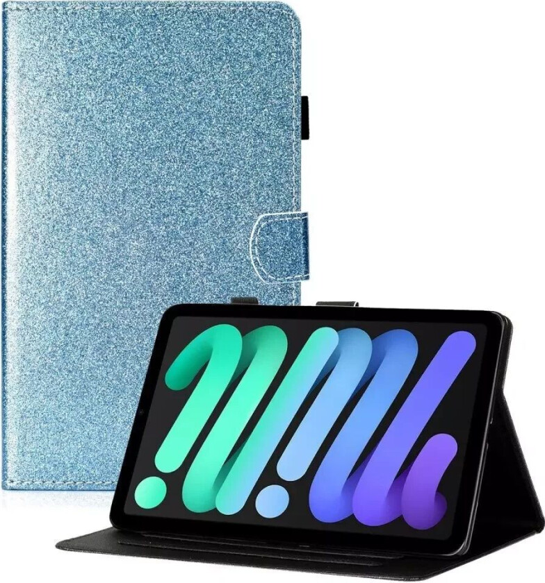 iPad 10.9" (2022) Glitter Deksel m. Stativfunksjoner & Kortholder - Blå