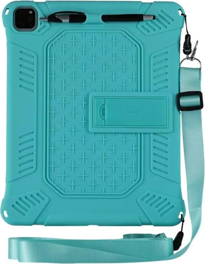 iPad Pro 12.9" (2021 / 2020 / 2018) Gummi Håndverker Deksel m. Stativ - Cyan
