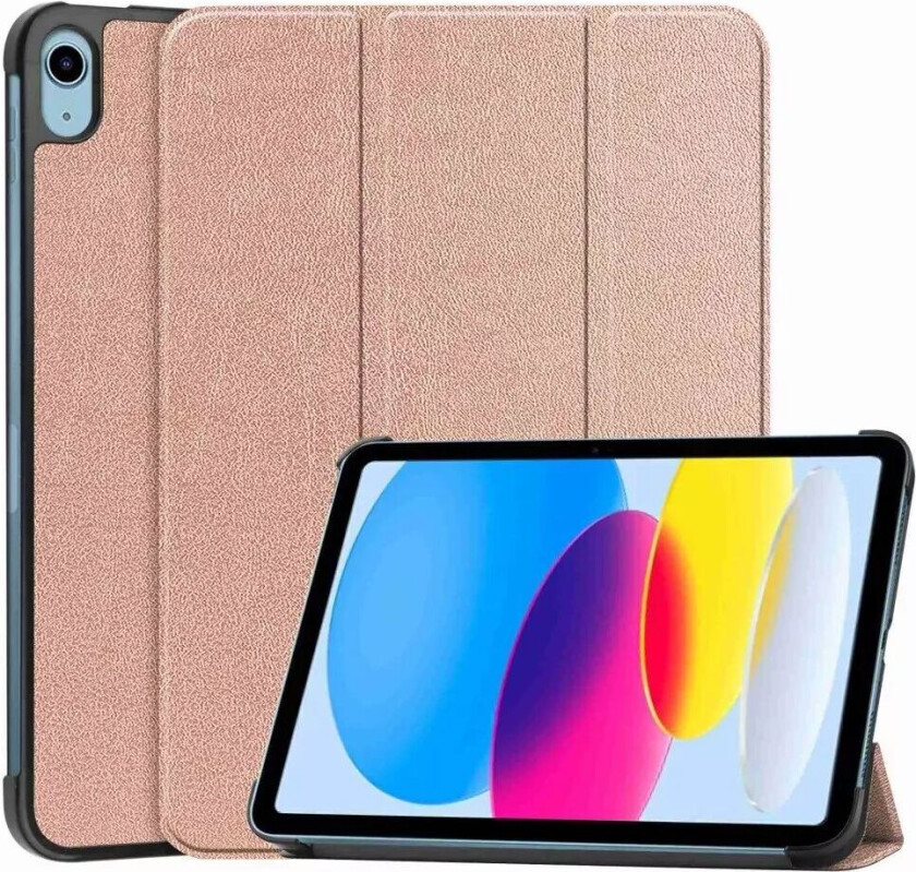 Apple iPad 10.9" (2022) Kunstskinn Flip Deksel m Stativ - Rose Gold
