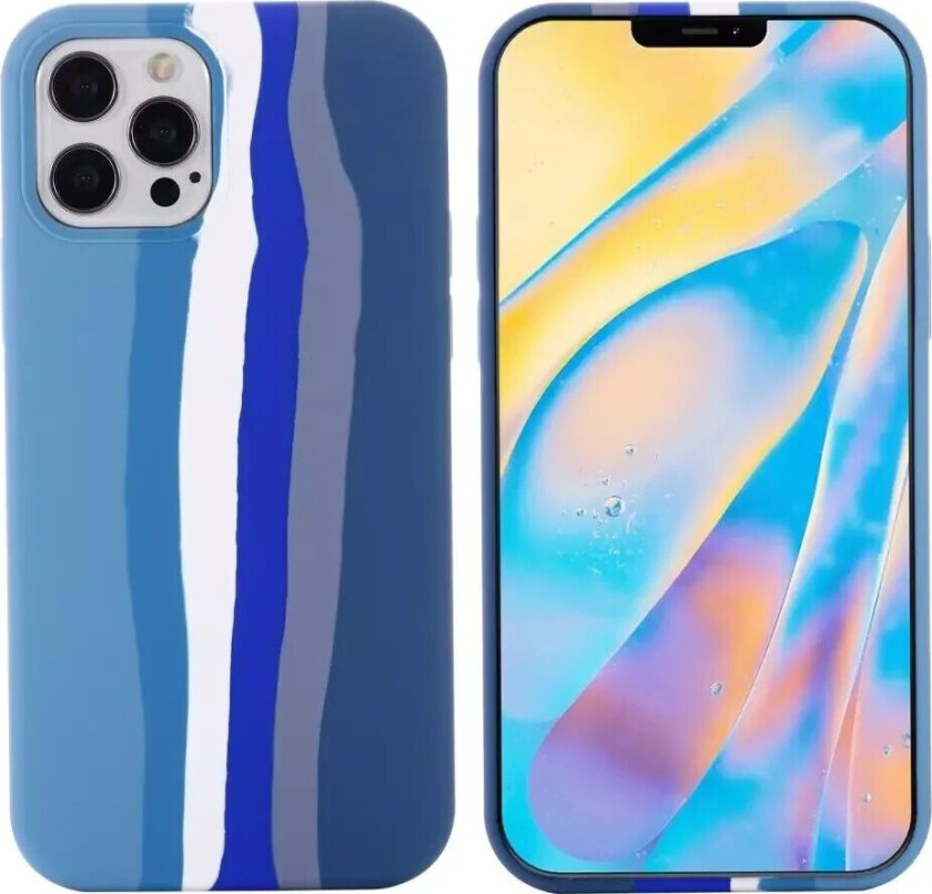 iPhone 15 Pro Silikon Deksel - Blå Regnbue