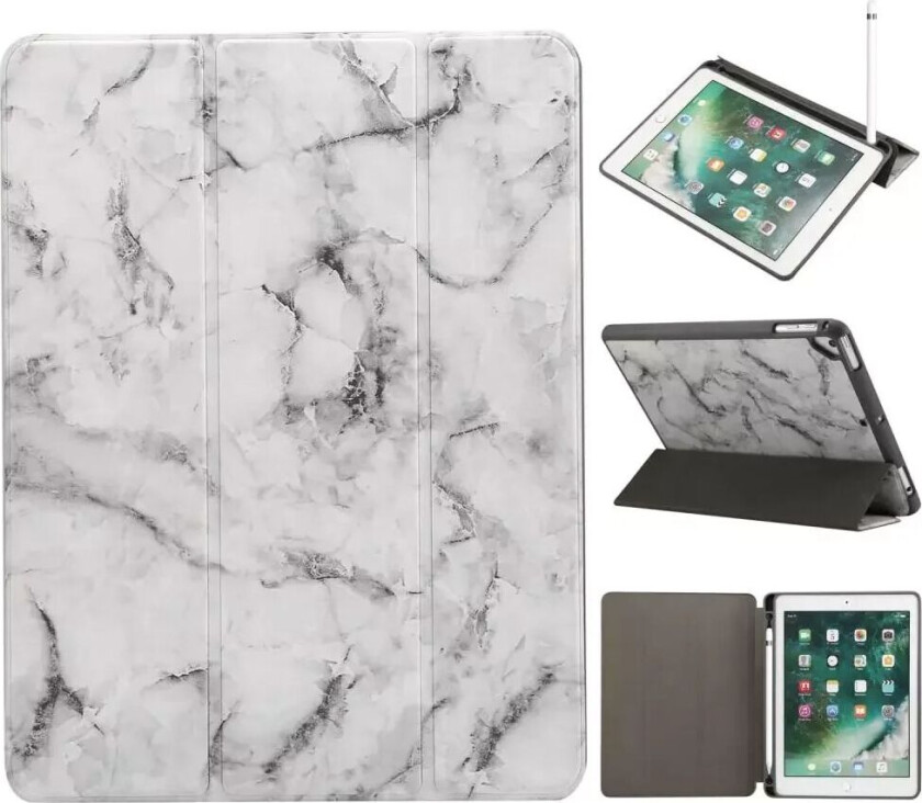 iPad Deksel - Marble Series Total Protection Deksel - Grey