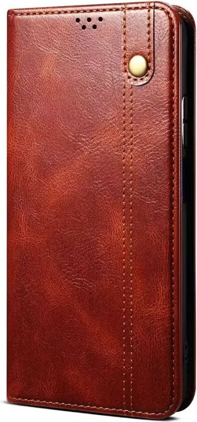 iPhone 13 Top Button PU Skinn Deksel - Brun