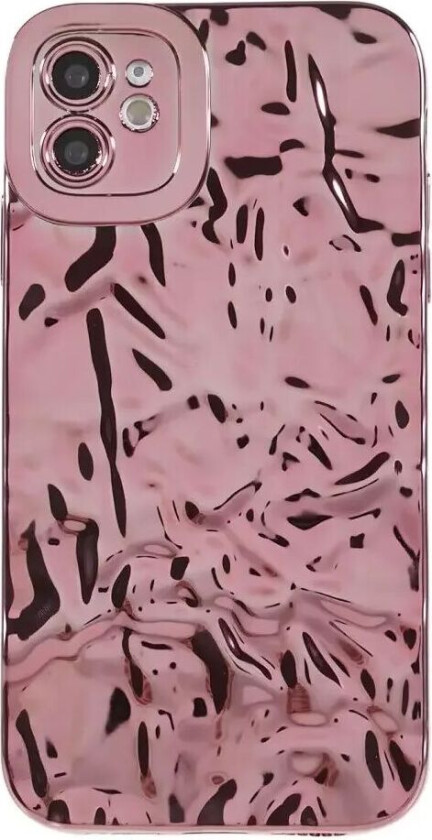 iPhone 12 Glinsende Fleksibel Plast Bakside Deksel - Bølget Design - Rose Gold