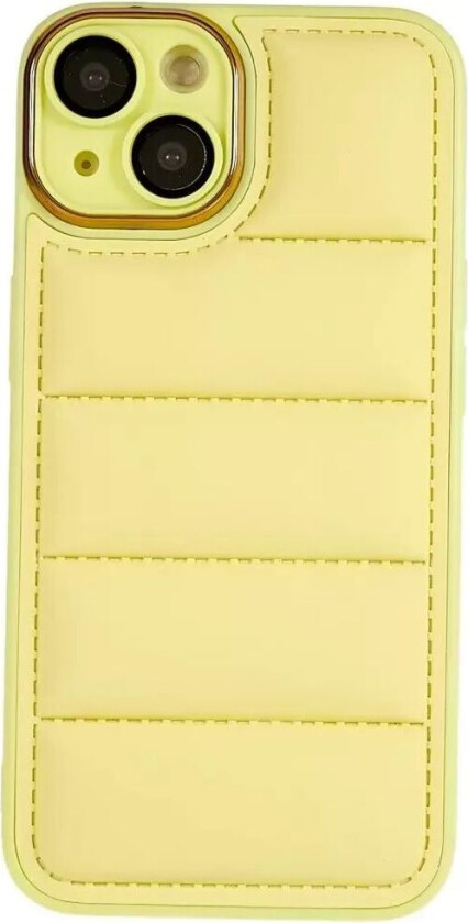 iPhone 14 Skinndekket 3D Plastbakdeksel med Kameralinsebeskyttelse - Gul