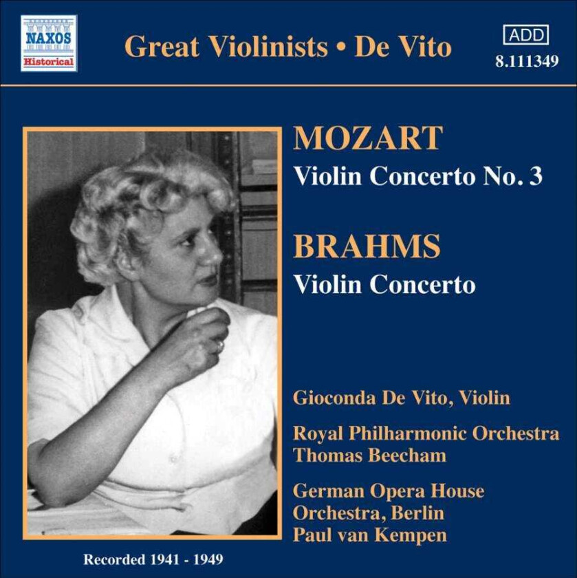 Berlin Opera Orchestra, Royal Philharmonic Orchestra, Sir Thomas Beecham, Paul Van Kempen, Gioconda De Vito  Mozart; Brahms: Violin Concertos  CD