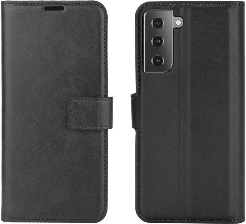 Samsung Galaxy S21 Skinn Flip Deksel med Lommebok - Svart