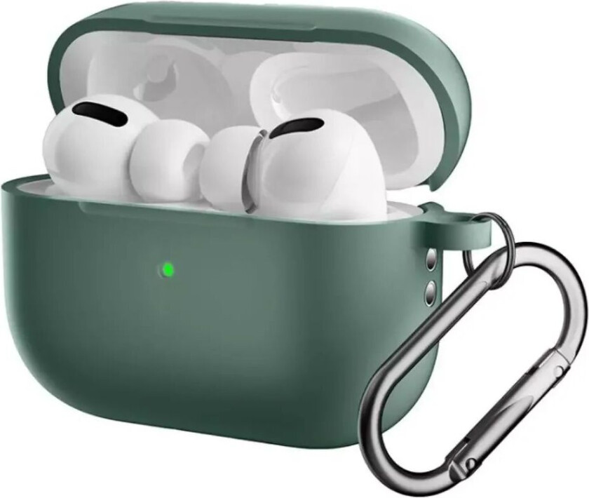 Apple Airpods Pro 2nd Gen (2022) Silikondeksel med Karabinkrok - Grøn