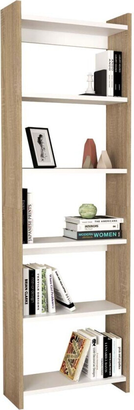 TilusXL hylle 5 hyller eik dekor, hvit.