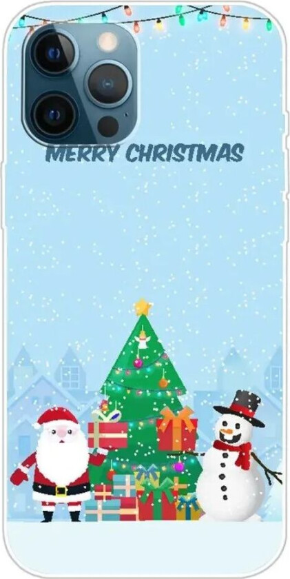 iPhone 15 Pro Fleksibelt Plast Jul Deksel - Merry Christmas - Julenissen og Snømannen