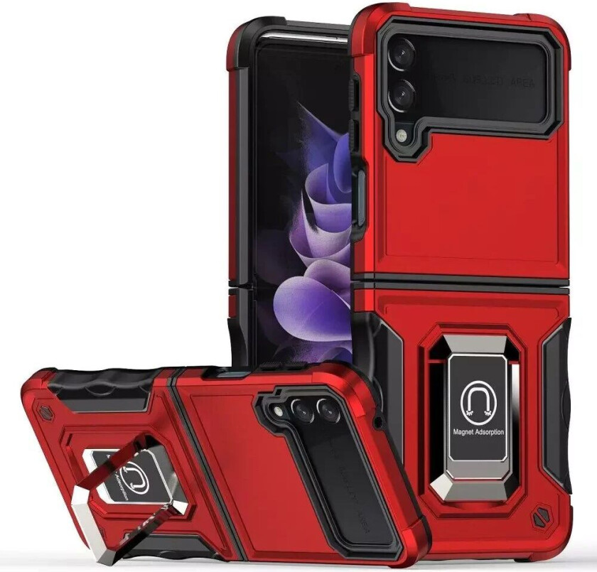 Samsung Galaxy Z Flip (5G) Håndverkerdeksel med Stativ - Rød