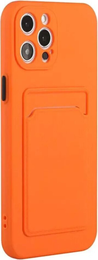 iPhone 15 Pro Fleksibelt Plast Deksel m. Kortholder - Oransje