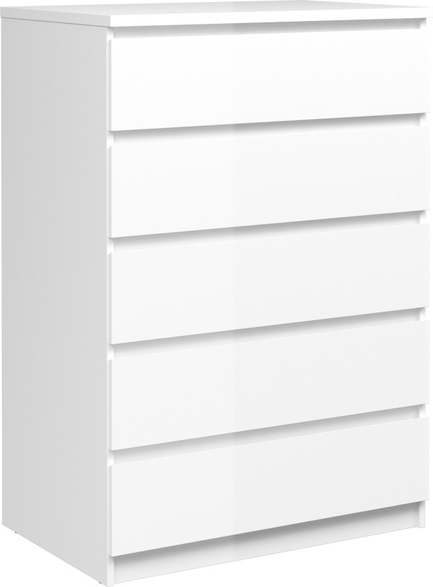 Naia Kommode 77 cm 5 Skuffer - Hvit/Høyglans