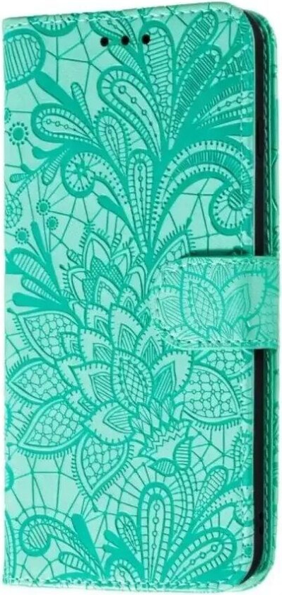 Samsung Galaxy M11 Blomster Skinn Deksel Med Lommebok - Turkis