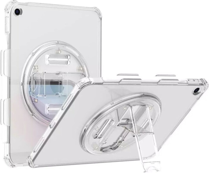 iPad 10.2" (2021 / 2020 / 2019) Hard Plast Deksel m. Håndholder, Kickstand & Skulderrem - Gjennomsiktig