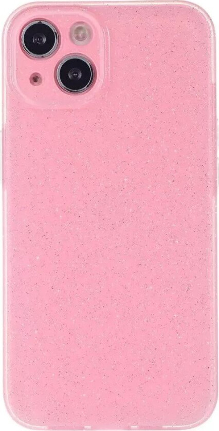 iPhone 15 Fleksibelt Plastdeksel med Glitter - Rosa
