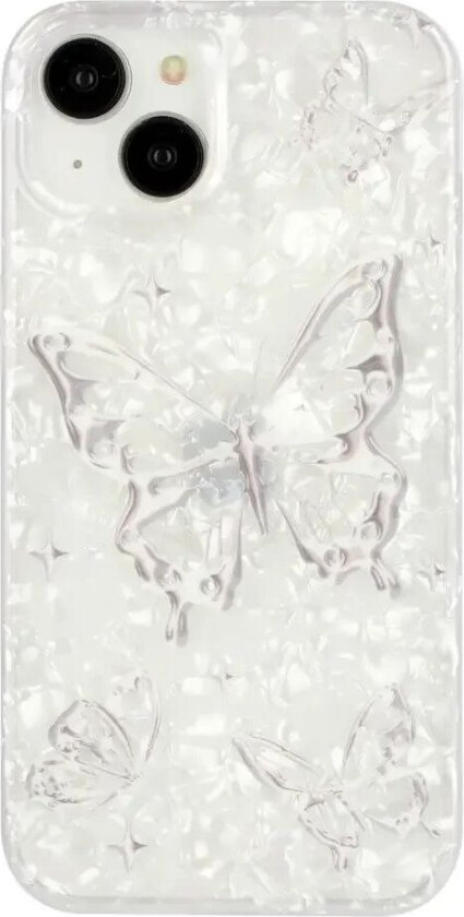 iPhone 15 Fleksibelt Plastdeksel m. Motiv - Sommerfugl