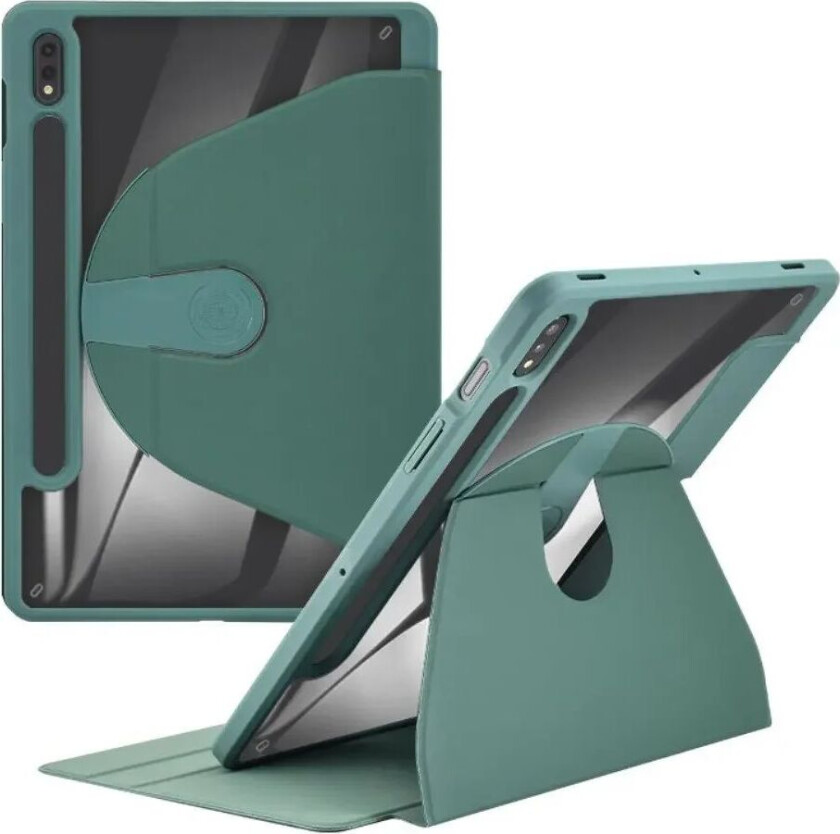 Samsung Galaxy Tab S9+ (Plus) / S9 FE+ (Plus) Hybrid Flip Deksel - Grønn / Gjennomsiktig