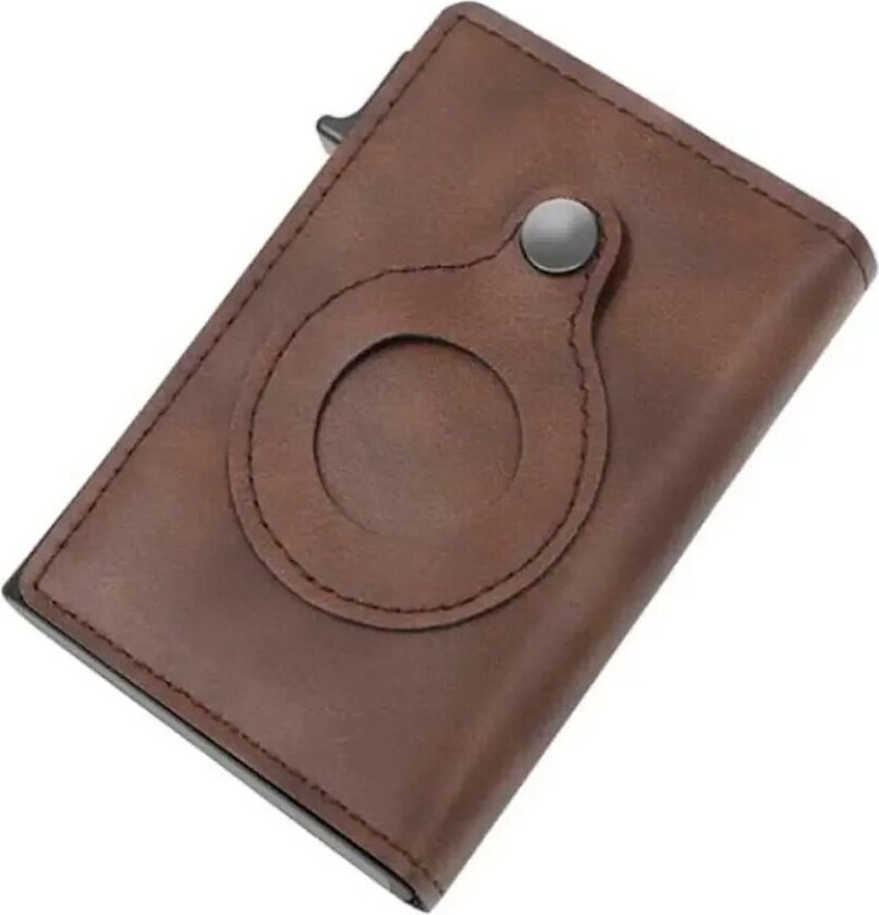 Pop Up Skinnkortholder m. Innebygd Holder for AirTag - Mørkebrun