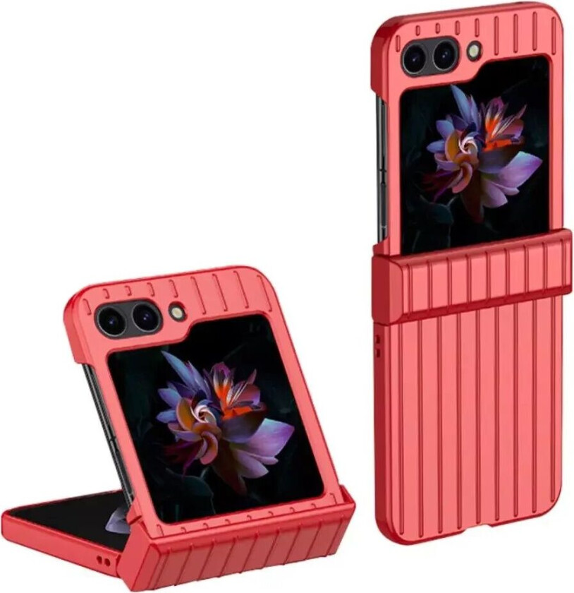 Samsung Galaxy Z Flip5 (5G) Hard Plast Deksel med Stripete Tekstur - Rød