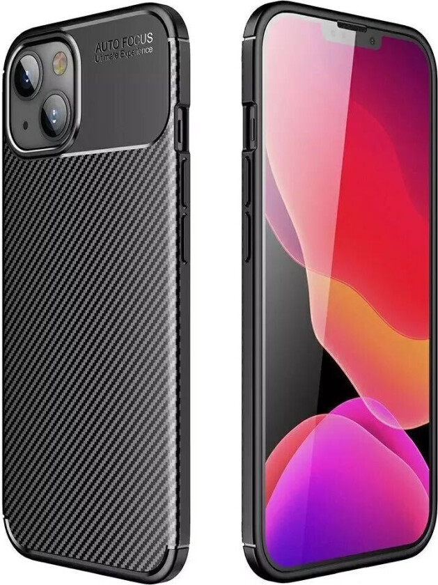 iPhone 13 Karbonfiber Fleksibel Plast Deksel - Svart