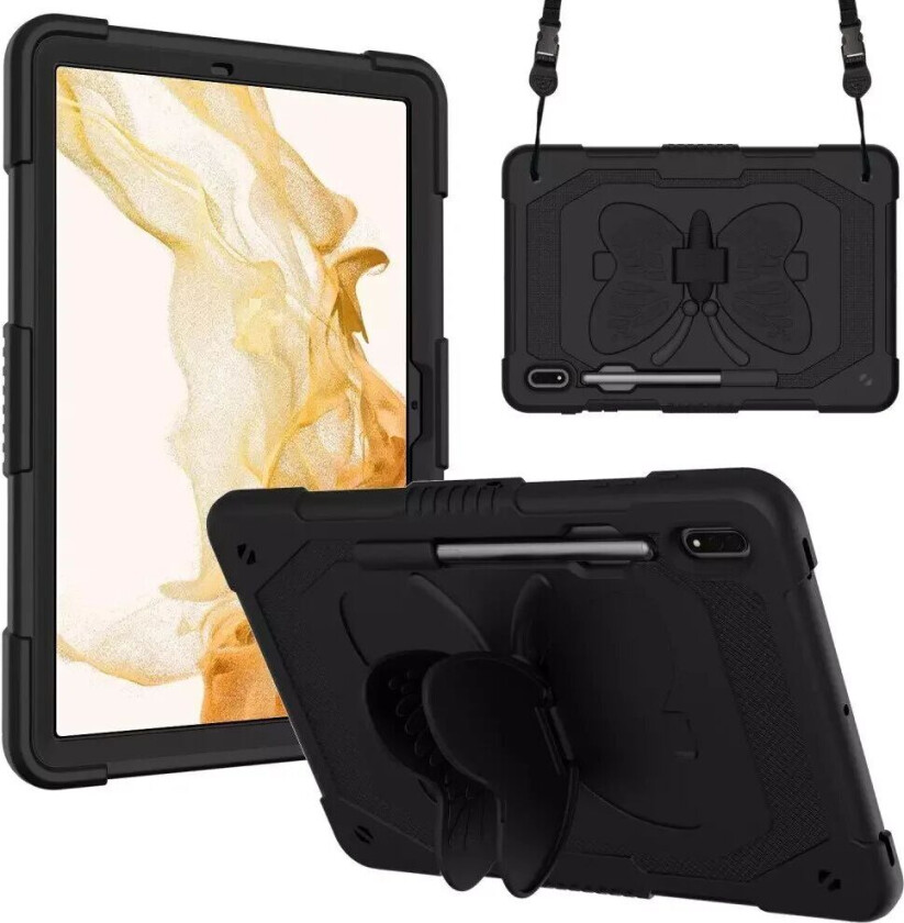Samsung Galaxy Tab S9 Butterfly Kickstand Barnedeksel - Svart