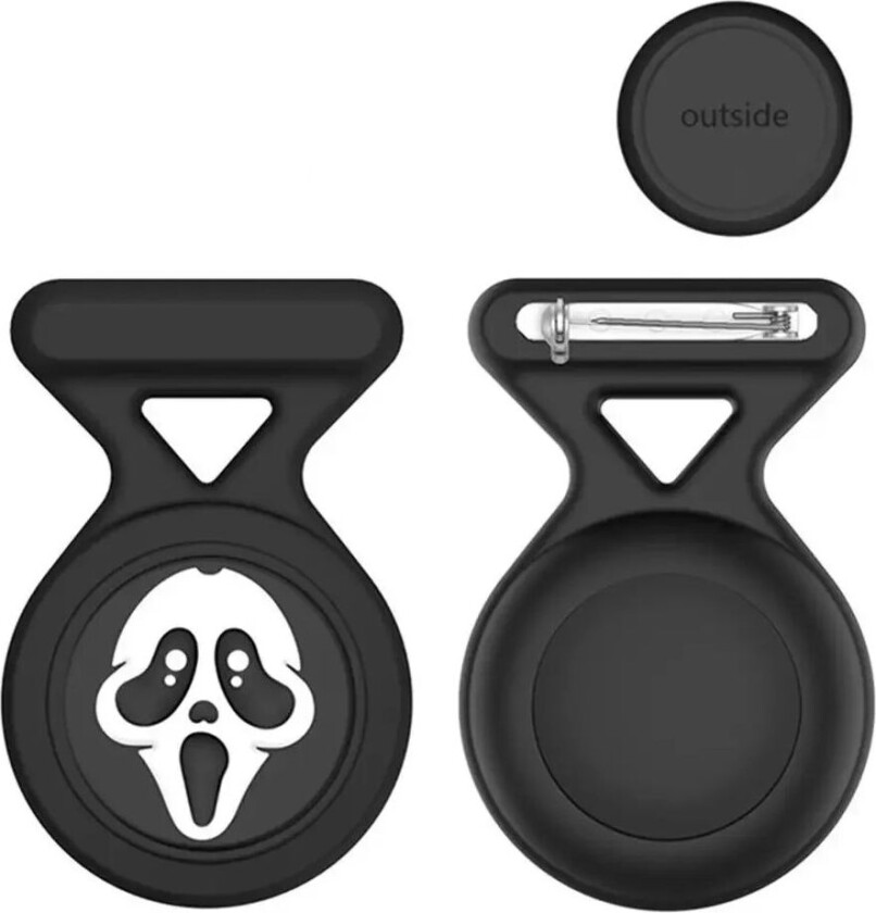 AirTag Silikon Deksel m. Brosje & Motiv - Spøkelse