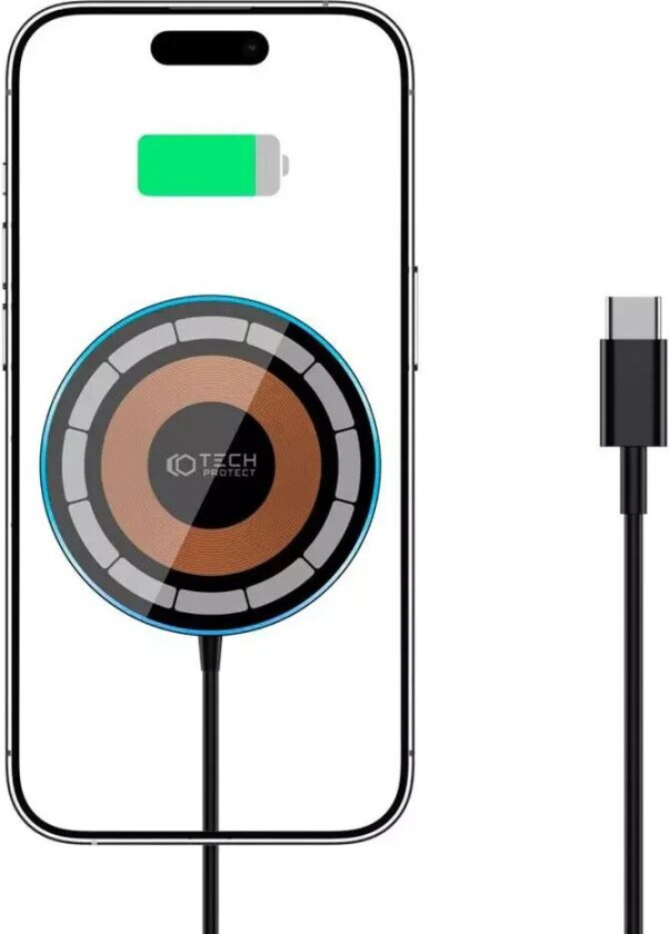 Tech-Protect QI-15W-A30 Trådløs Lader - MagSafe-Kompatibel - Svart
