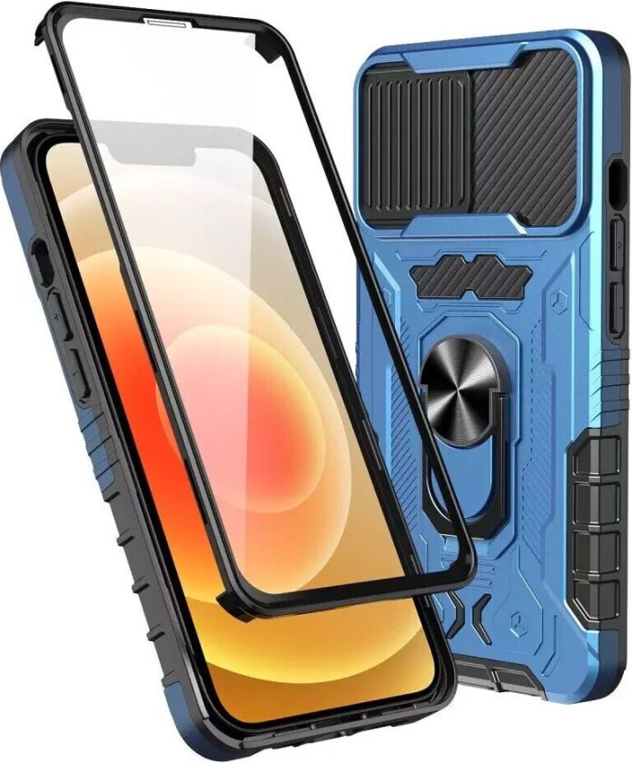 iPhone 13 Håndverker Bakdeksel + Skjermbeskytter i Herdet Glass - Blå