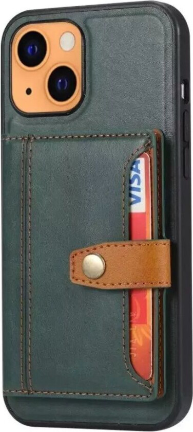 iPhone 13 Hybrid Bakdeksel Med Kortholder - Grønn