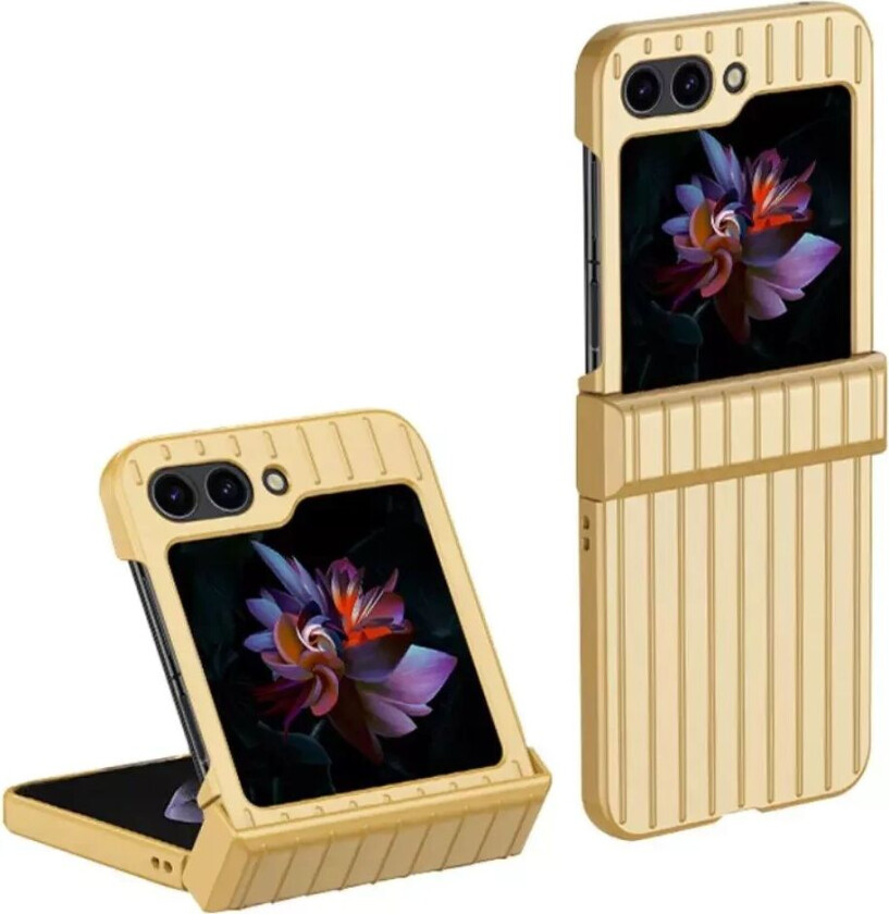 Samsung Galaxy Z Flip5 (5G) Hard Plast Deksel med Stripete Tekstur - Gull