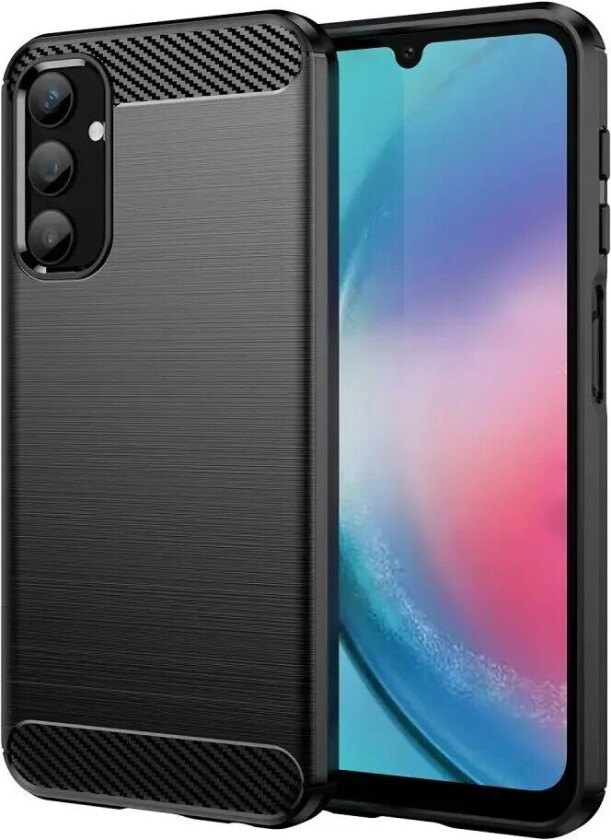 Samsung Galaxy A25 (5G) Brushed Carbon Fiber Fleksibelt Plast Deksel - Svart