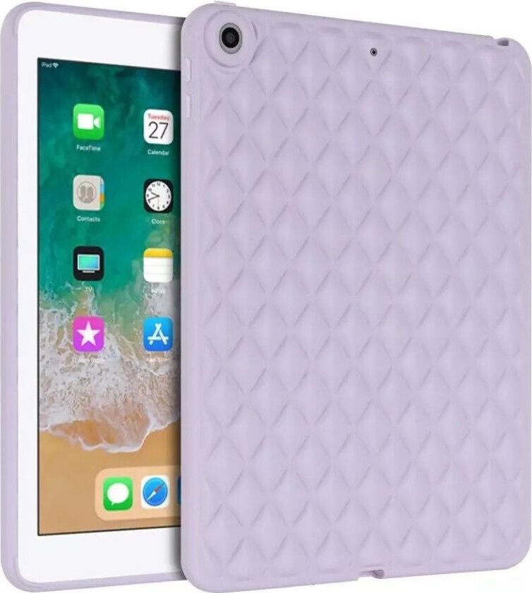 iPad 9.7 (2018-2017) / iPad Air 2 Fleksibelt Plast Deksel - Rhombe Design - Lilla