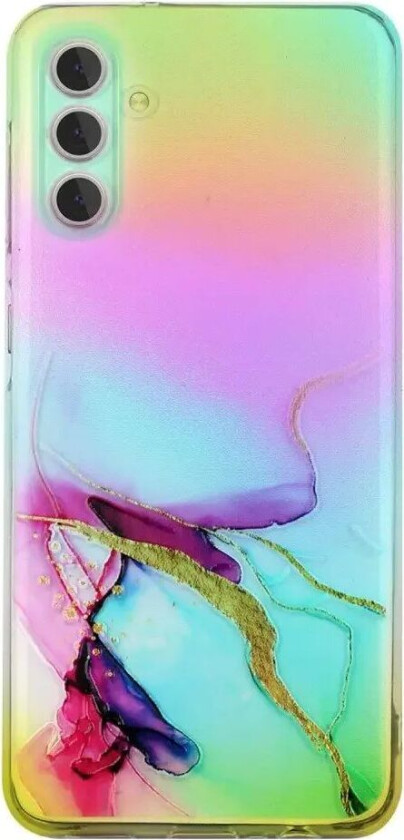 Samsung Galaxy S24 Gjennomsiktig Plastdeksel m. Fargerikt Marmormønster - Grønn
