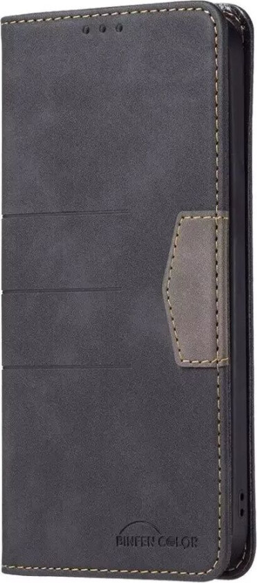 iPhone 14 Pro Max Mykt Skinndeksel med Lommebok - Horisontale Linjer - Svart