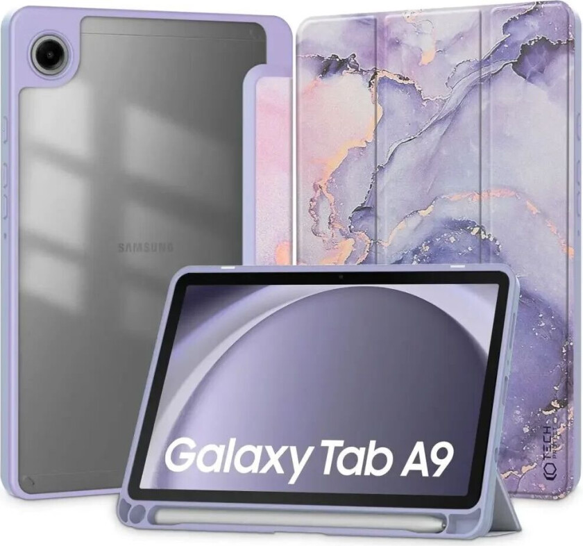 Tech-Protect Samsung Galaxy Tab A9 Tech-Protect SC Hybrid Tri-fold Deksel - Violet Marble / Gjennomsiktig