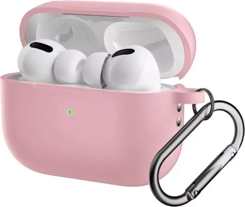 Apple Airpods Pro 2nd Gen (2022) Silikondeksel med Karabinkrok - Lyserød