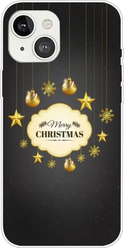 iPhone 15 Fleksibelt Plast Jul Deksel - Merry Christmas - Gull Dekorasjoner