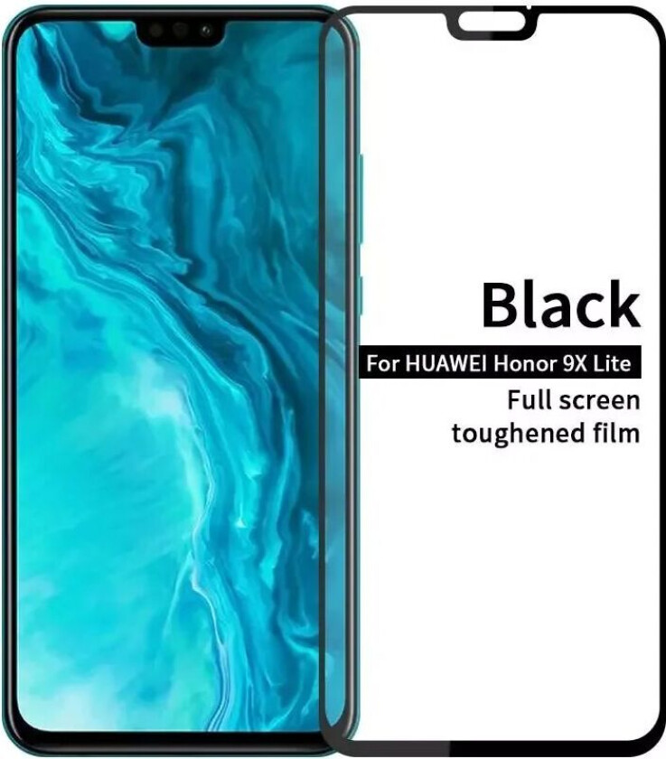 Huawei Honor 9X Lite Hofi Herdet Glass Skjermbeskytter - Full Fit - Case Friendly - Svart