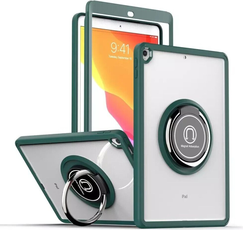 iPad 10.2 (2021) / (2020) / (2019) Gjennomsiktig Håndverksdeksel med Stativfunksjon - Grønn