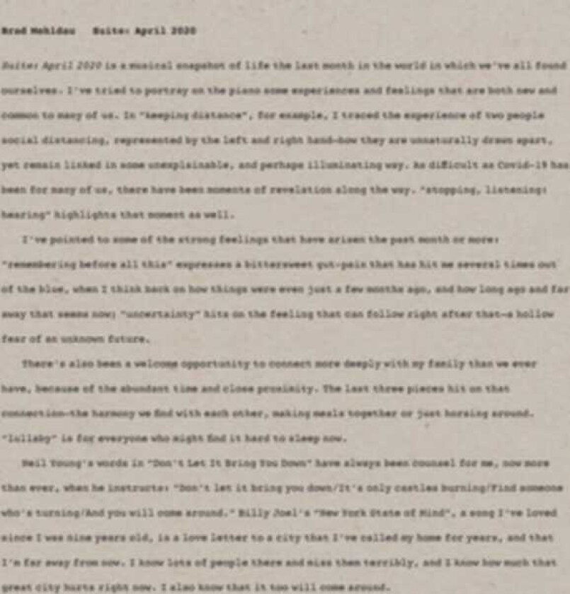 Brad Mehldau Suite: April 2020 LP/Vinyl