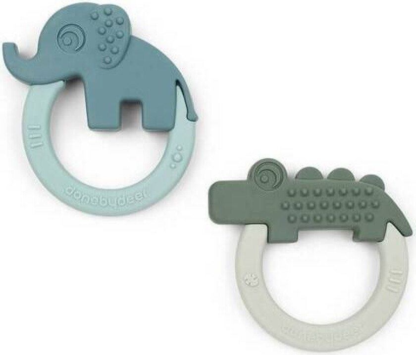 Bilde av Done By Deer Deer Friends 2pk Bitering/teether, Grønn/blå