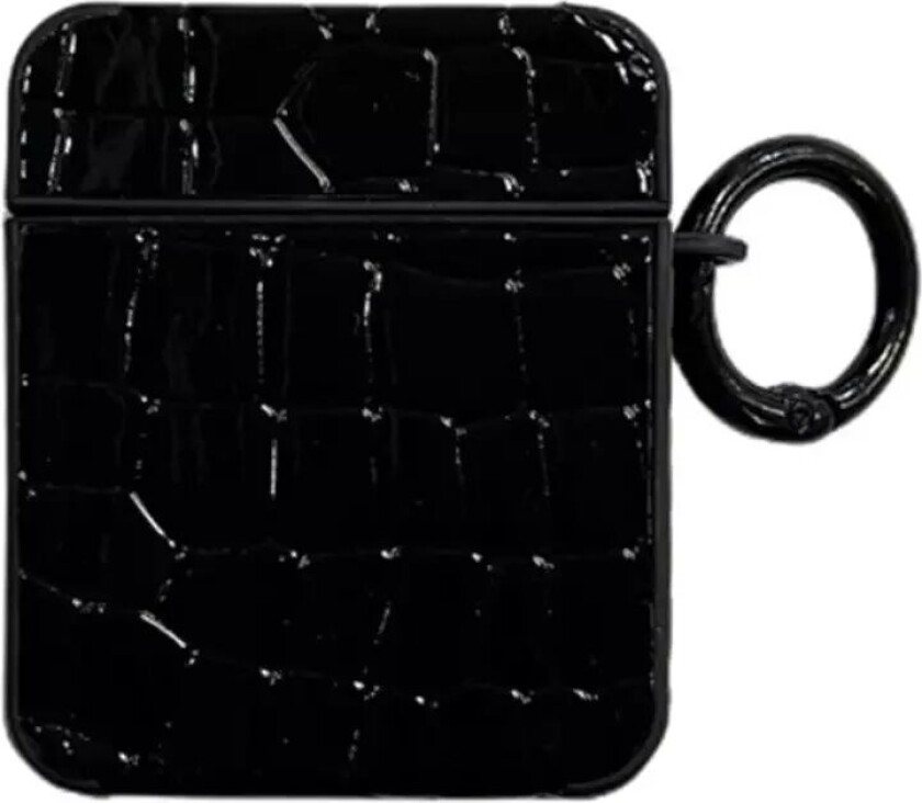 Apple AirPods (1. og 2. gen.) Fleksibelt Plastdeksel med Perledekor – Svart