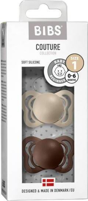 Bibs Couture Smokk 2-Pk Silicone, Vanilla/mocha