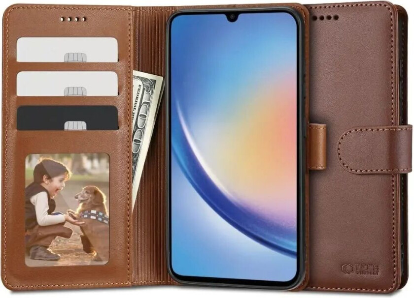 Tech-Protect Samsung Galaxy A34 (5G) Tech-Protect Flip Deksel med Lommebok - Brun